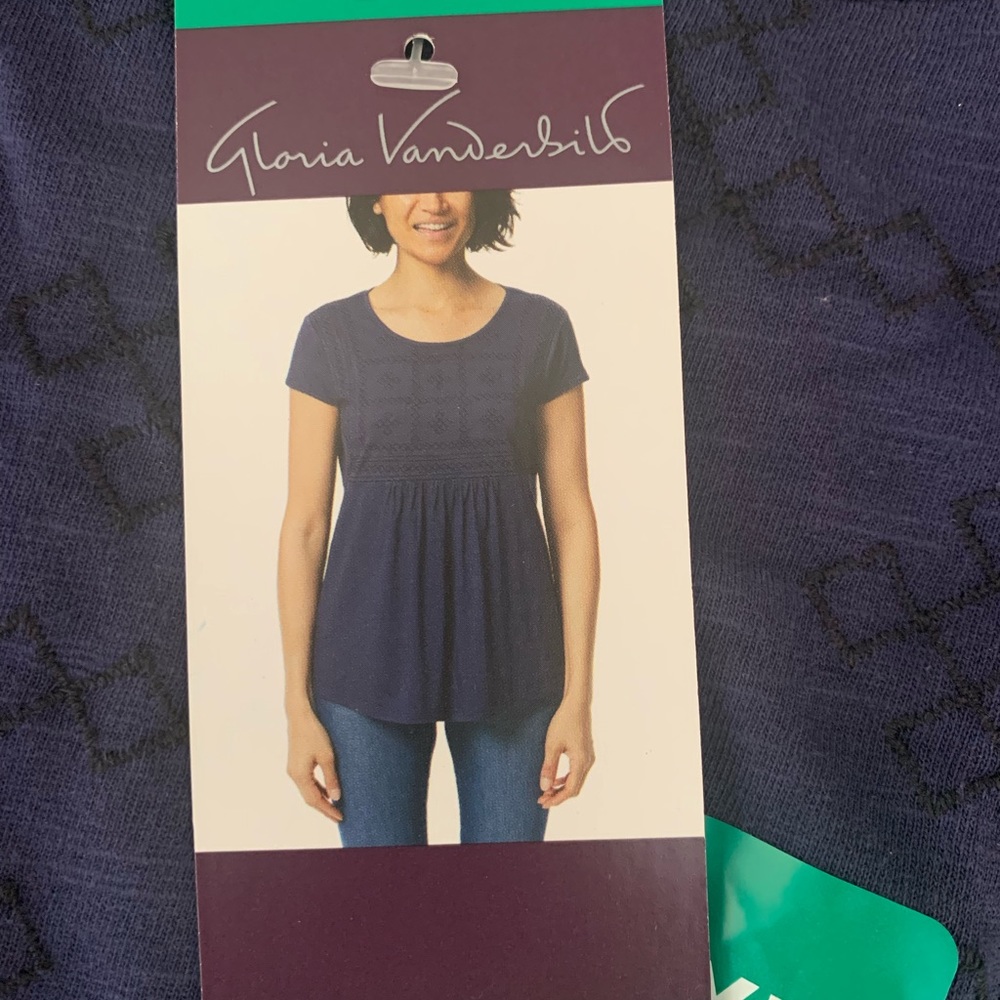 Gloria Vanderbilt Top , Women, Dark Blue, XL